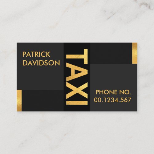 Stylish Grey Blocks Gold Lines Taxi Business Card