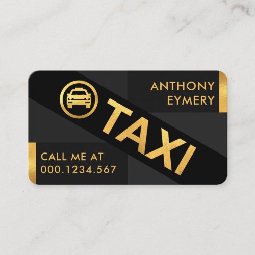 Stylish Grey Blocks Gold Lines Taxi Cab Business Card