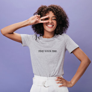 Stylish Grey Find Your Fire Slogan T-Shirt