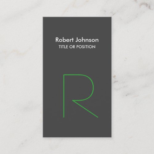 Stylish Grey Green White Monogram Business Card