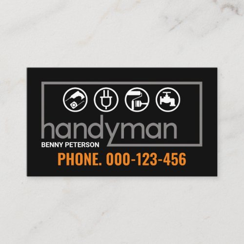 Stylish Grey Handyman Signage Frame Business Card