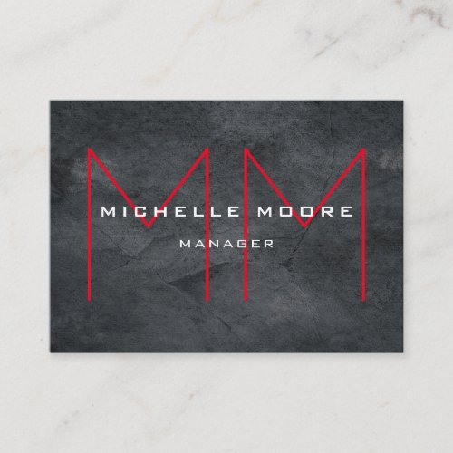 Stylish Grey Huge Red Monogram Modern Business Card