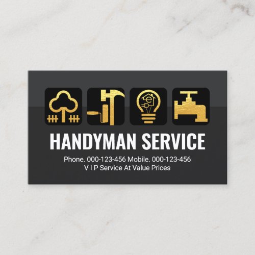 Stylish Grey Layers Gold Handyman Tools Business Card