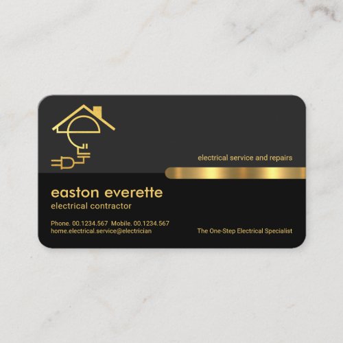 Stylish Grey Layers Gold Tab Letter E Electrical Business Card