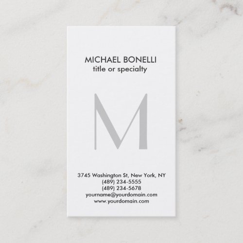 Stylish Grey Monogram Vertical Trend Business Card