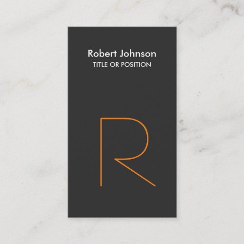 Stylish Grey Orange White Monogram Business Card