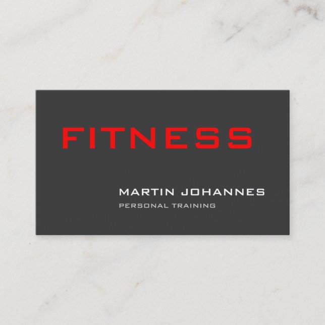 Stylish Grey Red Personal Trainer Business Card (Front)
