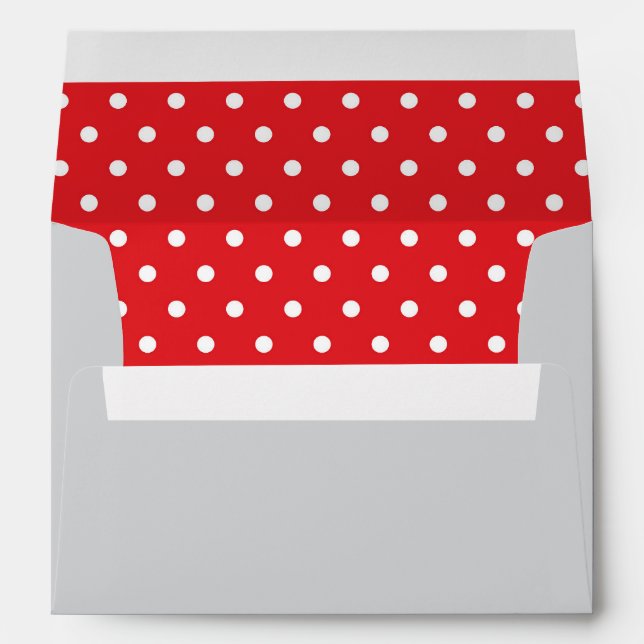Stylish Grey & Red Polka Dots Christmas Envelope (Back (Bottom))