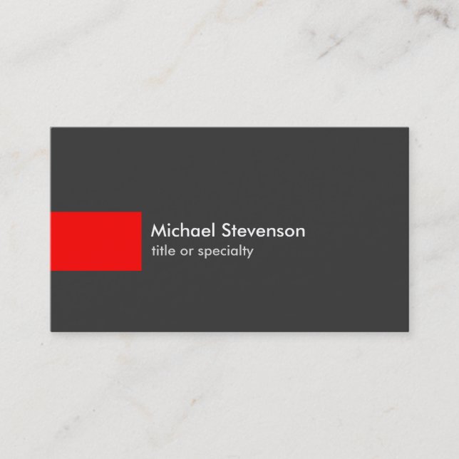 Stylish Grey Red Stripe Trendy Chic Business Card (Front)