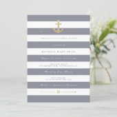 Stylish Grey Striped Nautical Bridal Shower Invite (Standing Front)