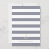 Stylish Grey Striped Nautical Bridal Shower Invite (Back)