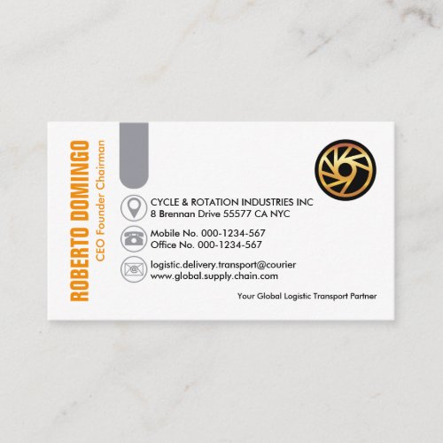 Stylish Grey Tab Icons CEO Founder Business Card