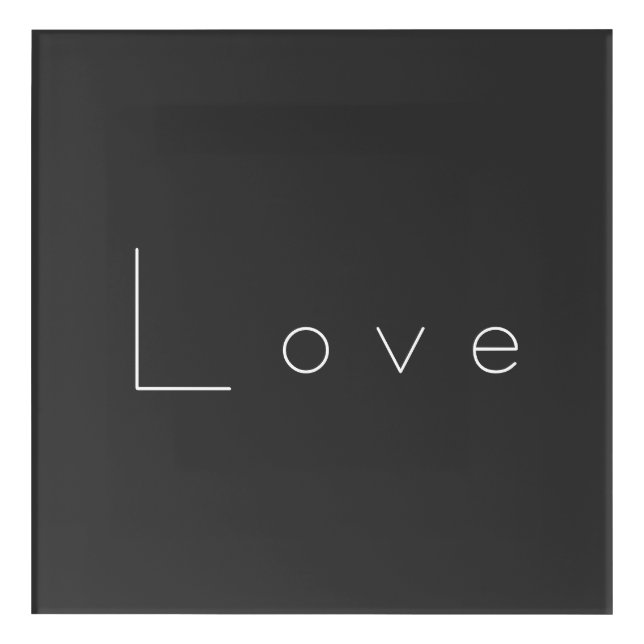 Stylish Grey White Love Wedding Acrylic Print (Front)