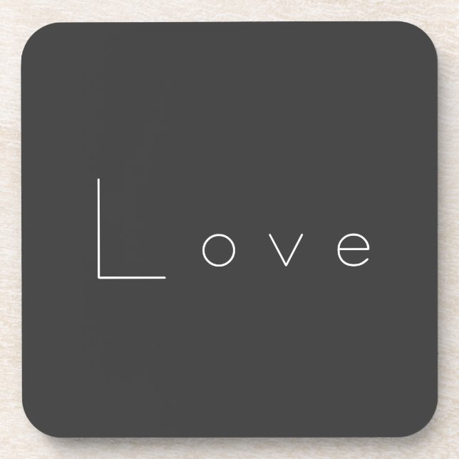 Stylish Grey White Love Wedding Beverage Coaster (Front)