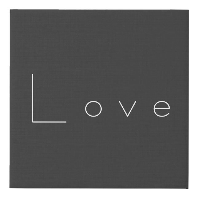Stylish Grey White Love Wedding Faux Canvas Print (Front)