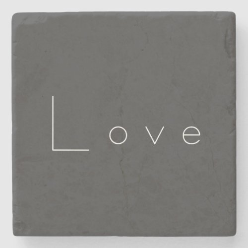 Stylish Grey White Love Wedding Stone Coaster