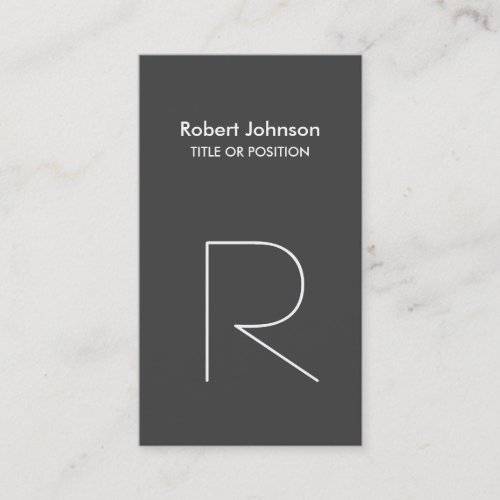 Stylish Grey White Monogram Business Card