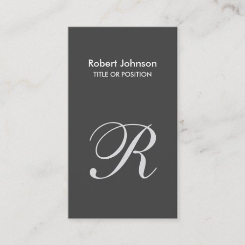 Stylish Grey White Monogram Business Card