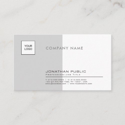 Stylish Grey White Professional Company Plain Business Card