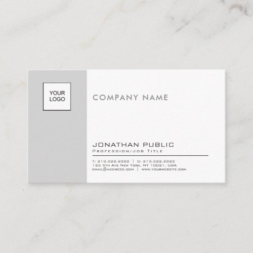 Stylish Grey White Professional Company Plain Business Card