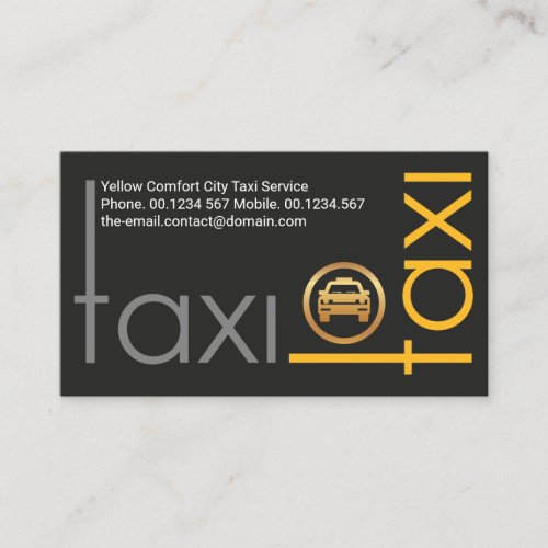 Stylish Grey Yellow TAXI Border Ride Share Driver Business Card