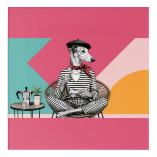 Stylish Greyhound Coffee Pop Art Portrait