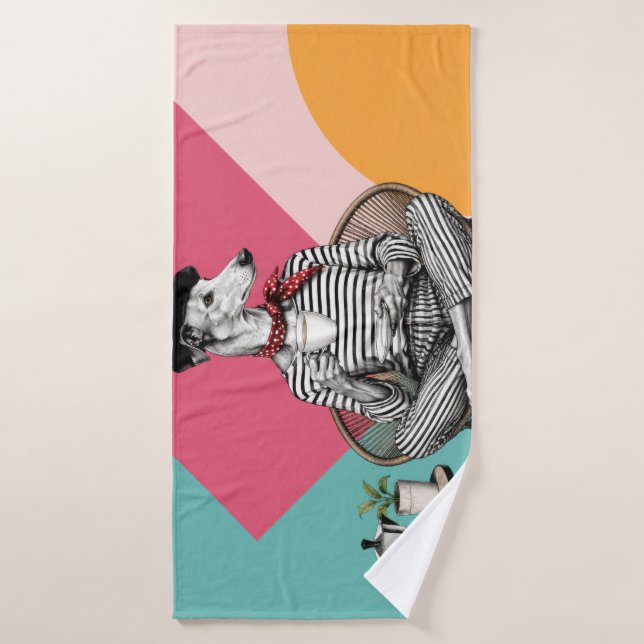 Stylish Greyhound Coffee Pop Art Portrait Bath Towel (Bath Towel)