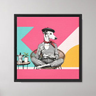 Stylish Greyhound Coffee Pop Art Portrait Canvas Print