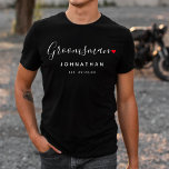 Stylish Groomsman Wedding T-Shirt<br><div class="desc">The perfect gift for any groomsman,  the fun and modern design features a stylish typography script "Groomsman" with cute little red love heart full stops. The design is easy to personalize with a name and established wedding date and will be the perfect keepsake from your special day.</div>