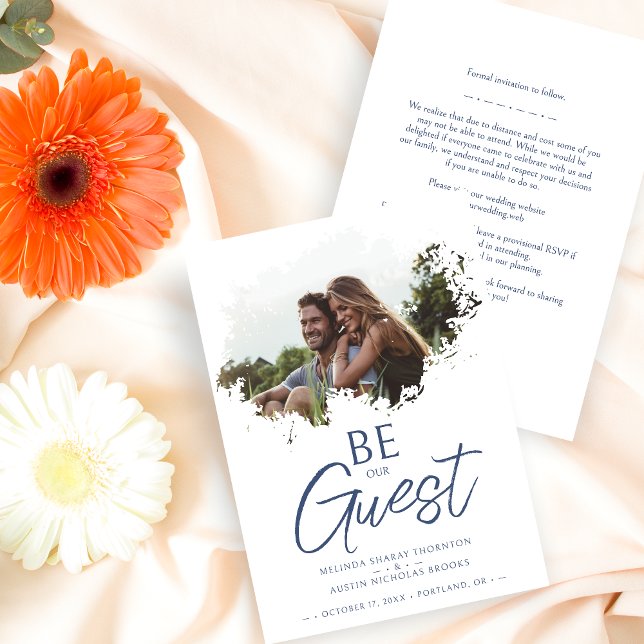 Stylish Grunge Brushstroke Splatter Dirty Stain  Save The Date (Stylish Brushstroke Grunge Splatter Dirty Stain Photo Wedding Save the Date Card with Envelope. )