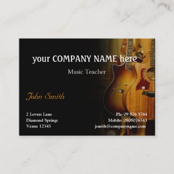 Stylish Guitar Business Card by Kym_Moss at Zazzle