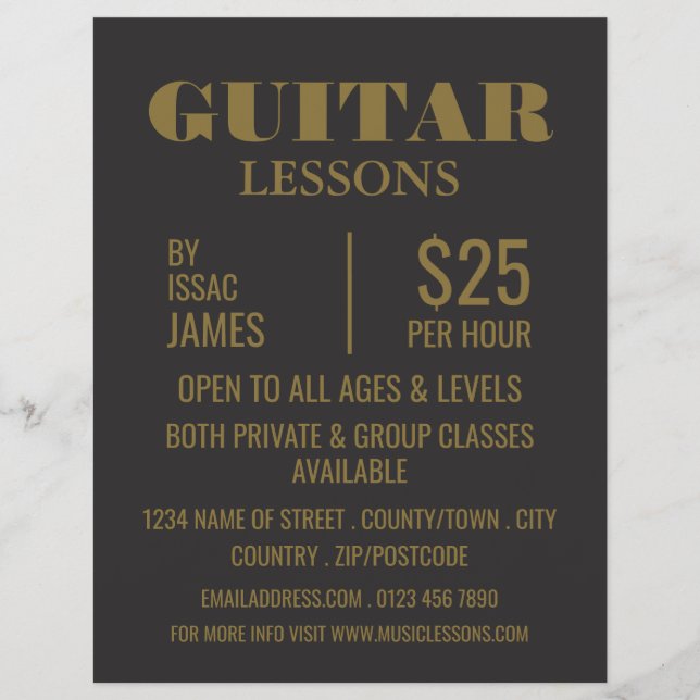 Stylish Guitar Lessons Advertising Flyer (Front)