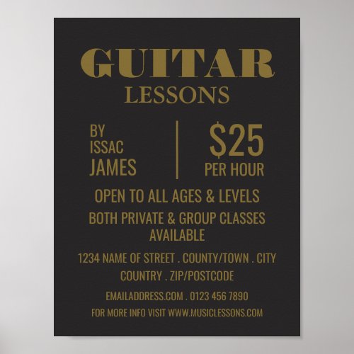 Stylish Guitar Lessons Advertising Poster