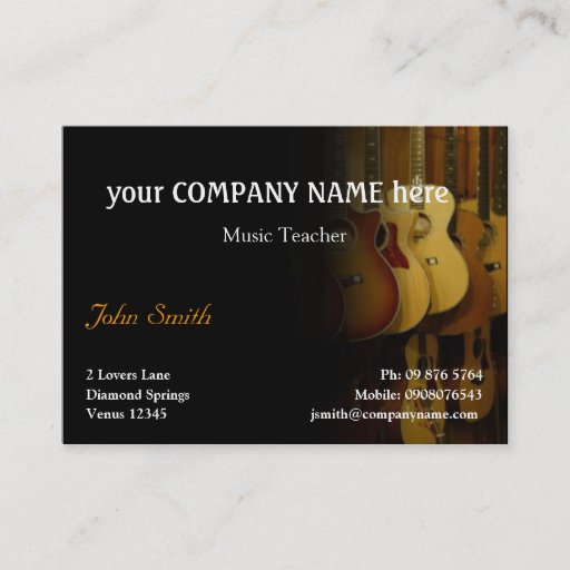 Customizable Stylish Guitars Business Card