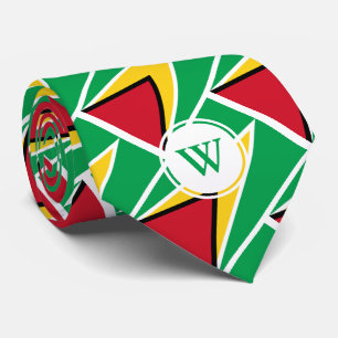 Stylish GUYANA FLAG Monogram Scripture Neck Tie