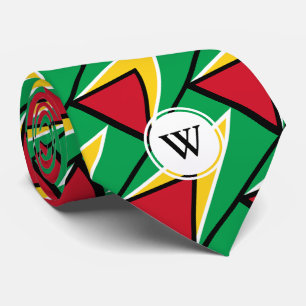 Stylish GUYANA FLAG Scripture Monogram Neck Tie