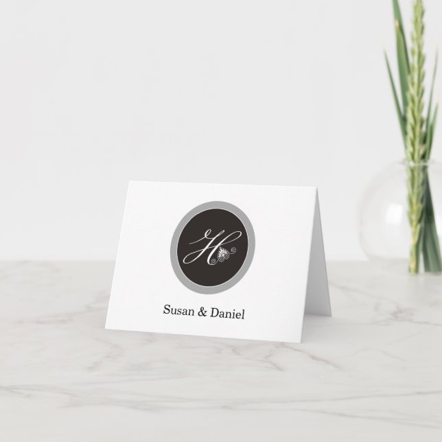 Stylish - H - Monogram Letterpress Thank You Card (Front)