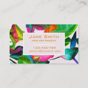 Stylish hair and make up watercolor flora business card