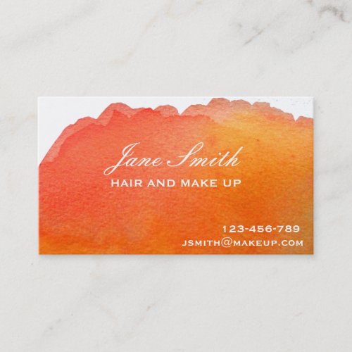 Stylish hair and make up wedding peach business card