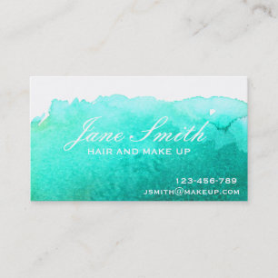 Stylish hair and make up wedding teal blue business card