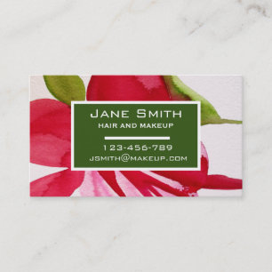 Stylish hair and makeup watercolor floral business business card