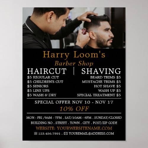 Stylish Hair Cut Mens Barbers Advertising Poster