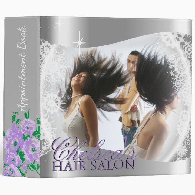Stylish Hair Salon  Model Design 3 Ring Binder (Front/Spine)