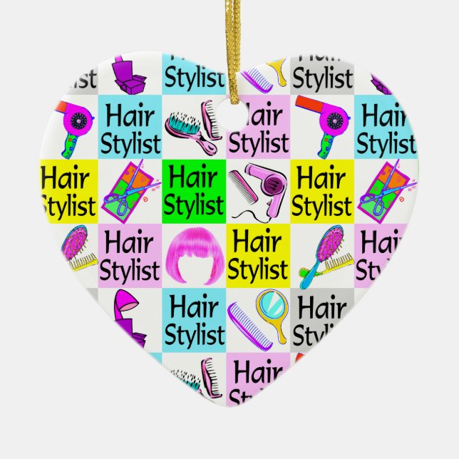 STYLISH HAIR STYLIST CHRISTMAS ORNAMENT (Front)