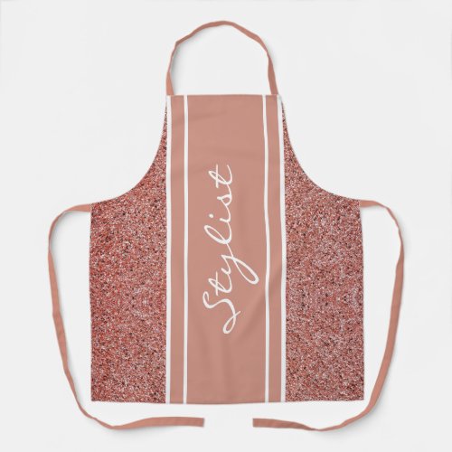 Stylish Hair Stylist Rose Gold Glitter Script Apron