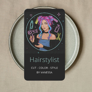 Stylish Hairdresser Hairstylist Colorist Hair Cut Business Card