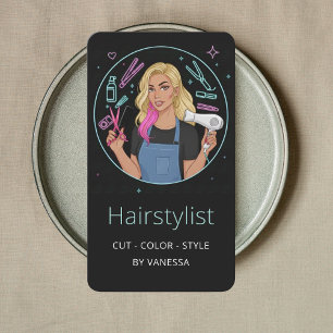 Stylish Hairdresser Hairstylist Colorist Hair Cuts Business Card
