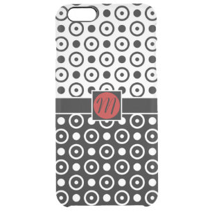 Stylish Half Black Half White polka dots monogram Clear iPhone 6 Plus Case