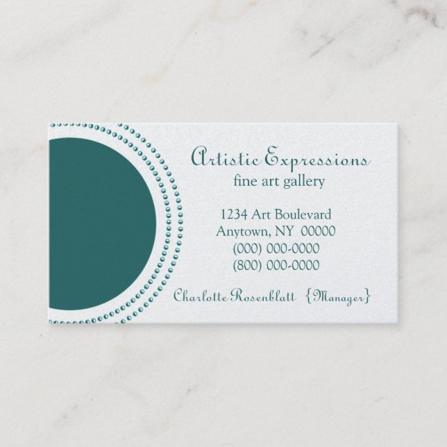 Stylish Half Circles Business Card, Teal Card (Front)
