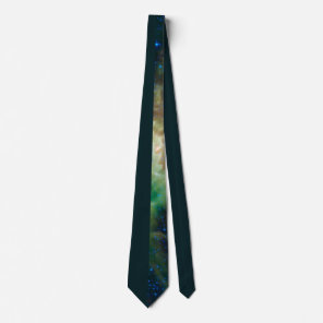 Stylish Half Dark Green Galaxy Neck Tie